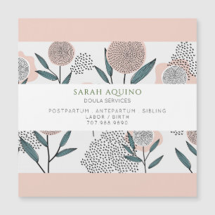 Dusty Peach Floral Doula Magnetic Cartão de visita