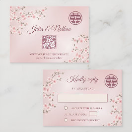 Dusty PInk Cherry Blossom RSVP Casamento Chinês