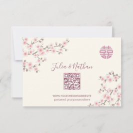Dusty PInk Cherry Blossom RSVP Casamento Chinês