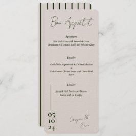 Dusty Pink e green Letter Menu Weding