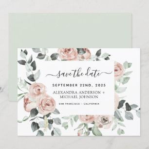 Dusty Pink Floral Greenery Salve a Data Convite