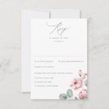 Dusty Pink Flowers Elegante Dreamy Wedding RSVP