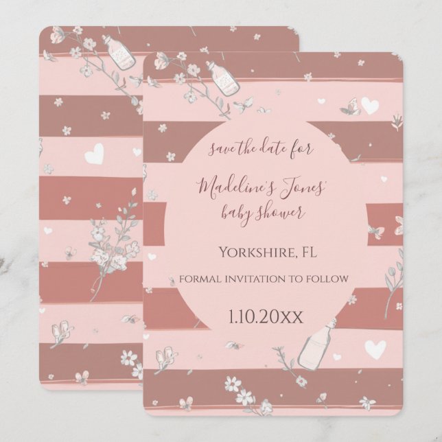 Dusty Pink  Quadro Circular Bebê Menina Save the d (Frente/Verso)