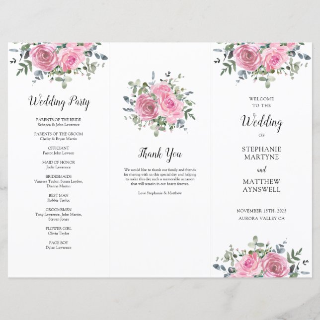 Dusty Pink Rose Eucalyptus Order Service (Frente)