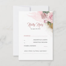 Dusty Pink Rose RSVP de Casamentos Românticos