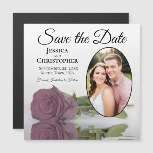 Dusty Pink Rose Weding The Date Photo Magnet