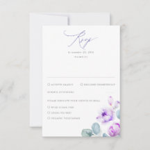 Dusty Purple Flowers Elegante Dreamy Wedding RSVP