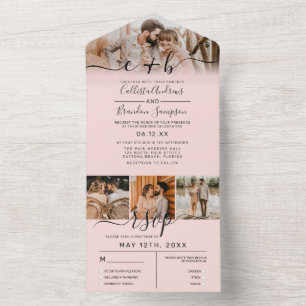 Dusty Rosa Blush Foto Rosa Monograma RSVP de Casam