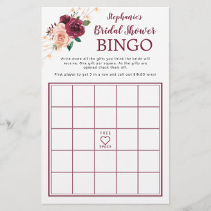 Dusty Rosa Burgundy Rosa Jogo Bingo
