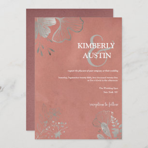 Dusty Rosa Convite para Casamento Floral de Prat