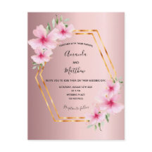 Dusty rosa, convite para o casamento de ouro flora