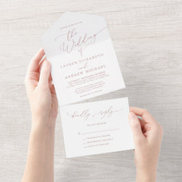 Dusty Rosa e Casamento Minimalista Branco Tudo Em