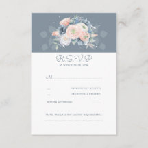 Dusty Rosa e Pale Blue Floral Weding RSVP