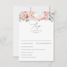 Dusty Rosa e Peach Floral Wedding RSVP