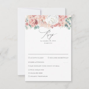 Dusty Rosa e Peach Floral Wedding RSVP