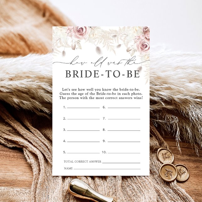 Dusty Rosa Floral Quão Velho é a Noiva a Ser Jogo (Criador carregado)