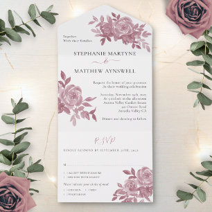 Dusty Rosa Floral Rosas Foliage Casamento