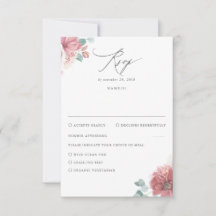 Dusty Rosa Floral Wedding RSVP