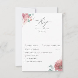 Dusty Rosa Floral Wedding RSVP