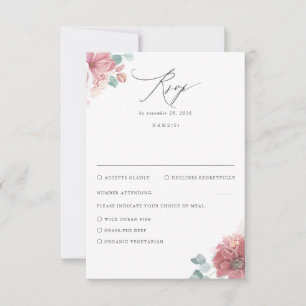 Dusty Rosa Floral Wedding RSVP