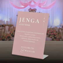 Dusty Rosa Jenga Livro Convidado Moderno Minimalis