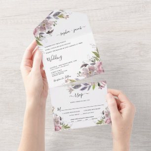 Dusty Rosa Mauve Blush Blush Casamento Floral Rosa