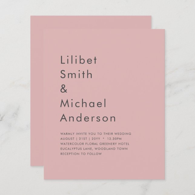 Dusty Rosa Pink Wedding (Frente/Verso)