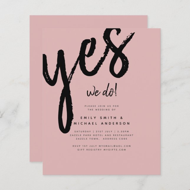 Dusty Rosa Pink Wedding (Frente/Verso)