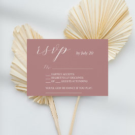 Dusty rosa rsvp calliografia de casamento cartões