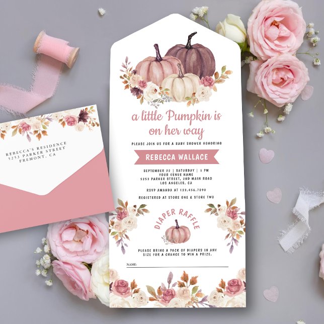Dusty Rose Rosa Floral Abóbora Chá de Bebê (Criador carregado)