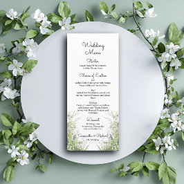 Dusty Sage Green Flowers 4x9'' Menu de Casamento