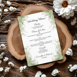 Dusty Sage Green Flowers 5x7'' Menu Casamento