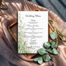 Dusty Sage Green Flowers 5x7'' Menu Casamento