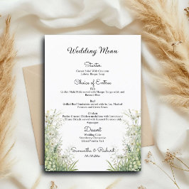 Dusty Sage Green Flowers 5x7'' Menu Casamento