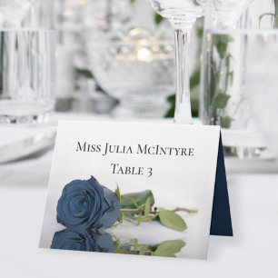 Dusty Steel Blue Rosa Casamento Dold Cartão de Loc