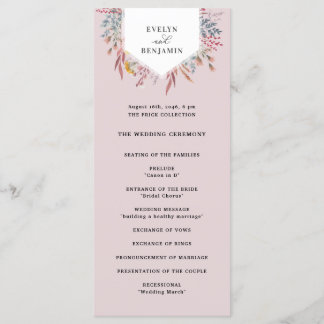 Dusty Wildflower Watercolor Programa de Casamento 