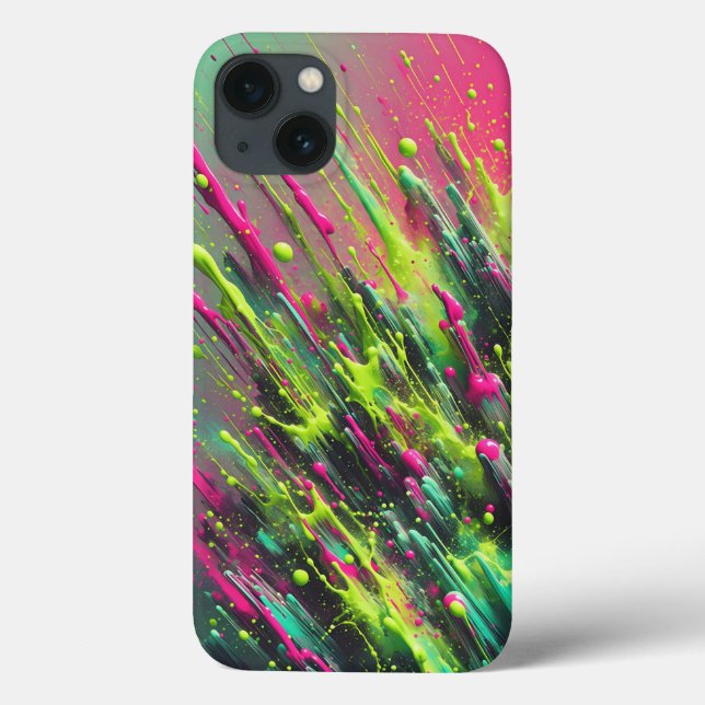 Dynamic Neon Paint Splash Phone Case Vibrant Pink (Verso)