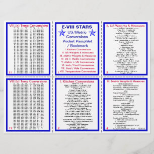 E-8** US / Folheto de Conversões Métricas de Bolso