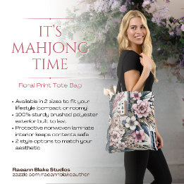 "É a Hora do Mahjong" Tote Estampa Floral
