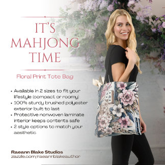"É a Hora do Mahjong" Tote Estampa Floral
