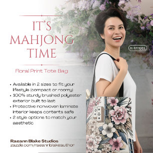 "É a Hora do Mahjong" Tote Estampa Floral