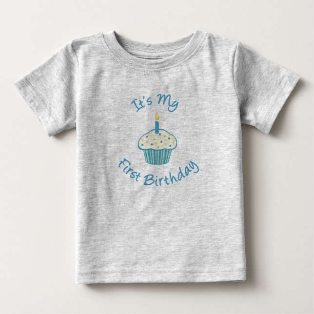 É a minha primeira camisa de Cupcake de aniversári (Frente)