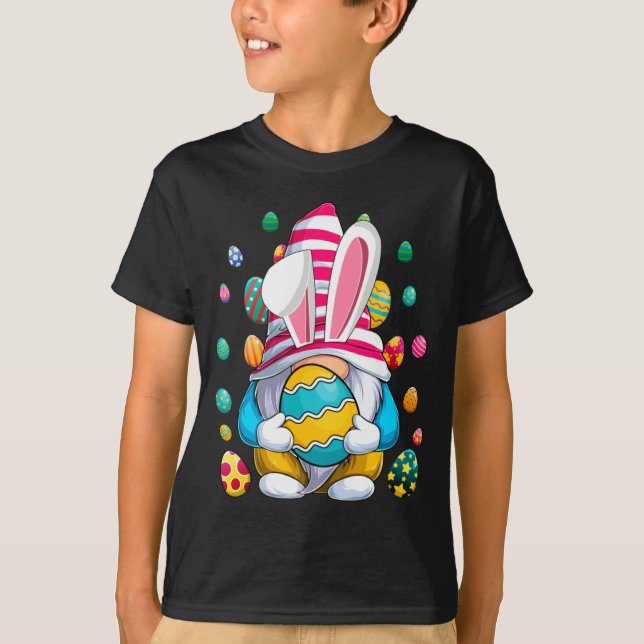 E Camisa Coelho de Páscoa Gnome de Primavera Pásco (Frente)