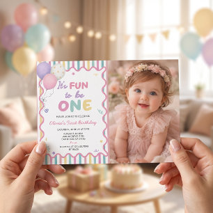 É Divertido Ser Uma Menina Convite de 1º Aniversár
