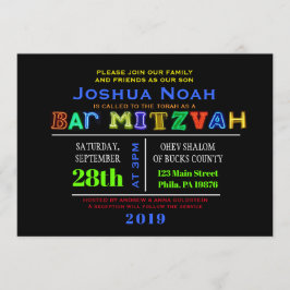 É ELÉTRICO! Convite DE NÉON de Mitzvah do bar do