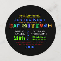 É ELÉTRICO! Convite para Bar NEON GLOW Mitzvah