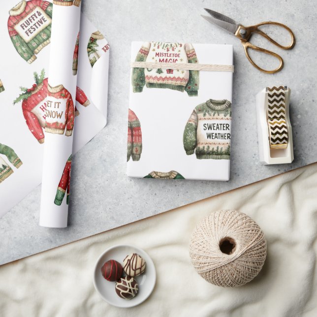 É Época de Suéter! Papel de Embrulho (Artesanato)