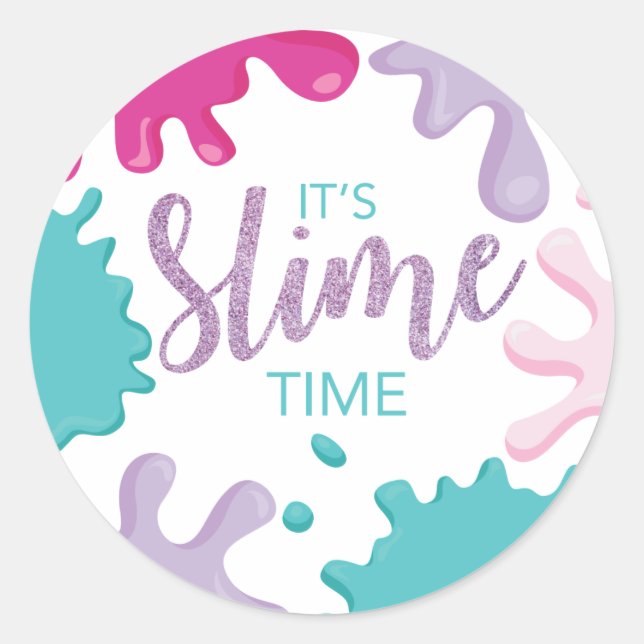 É Hora de Slime Aniversário Adesivos de Slime Rosa (Frente)