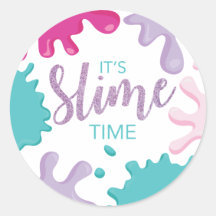 É Hora de Slime Aniversário Adesivos de Slime Rosa