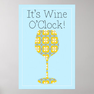 É hora do vinho! Poster moderno cómico do vinho